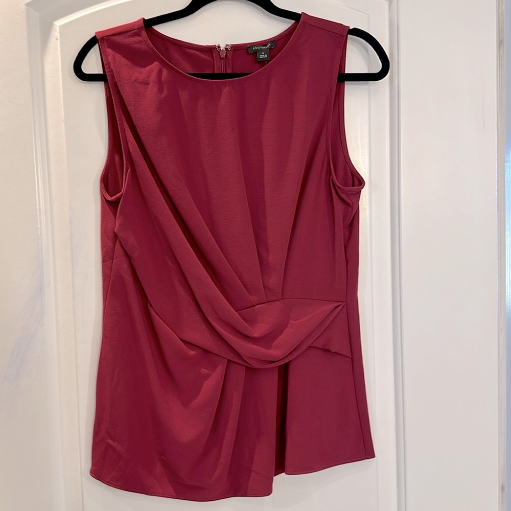 NWT Ann Taylor Cranberry Draped Top